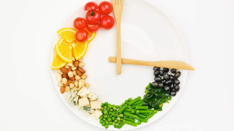 clock made from food and plate 