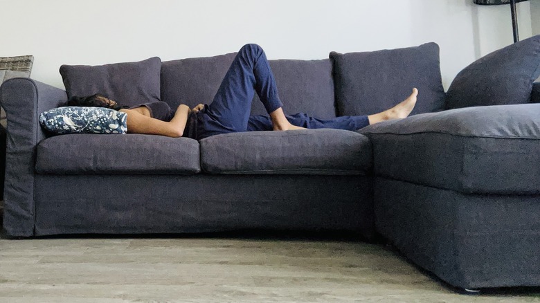 Sleeping on sofa
