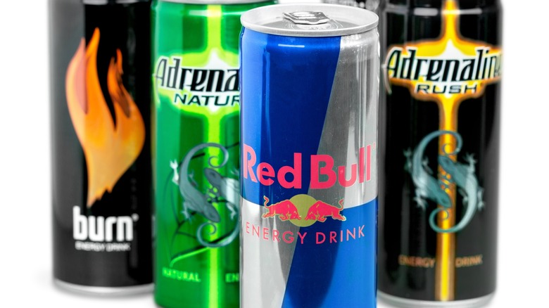 Variety of energy drinks