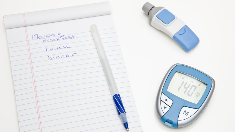glucose monitor on desk