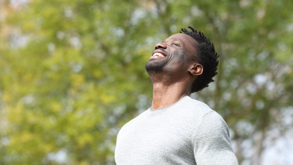 man enjoying the sun