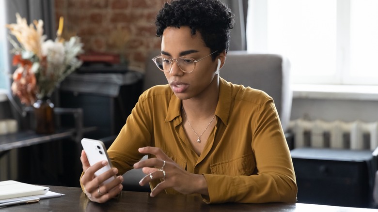 woman using phone