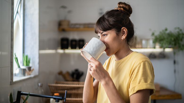 Woman drinking coffee