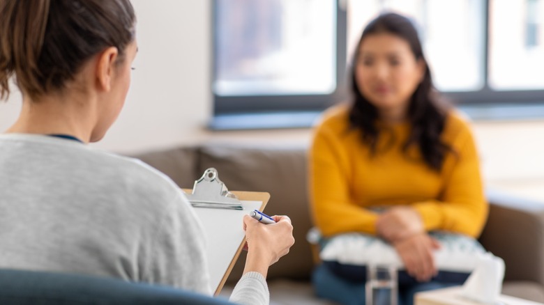 psychologist talking with patient