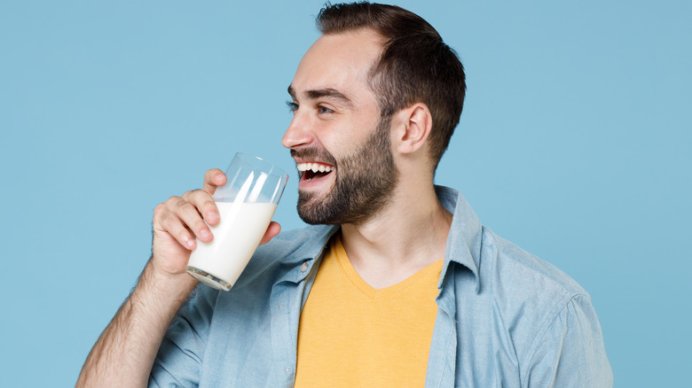 Man about to drink milk