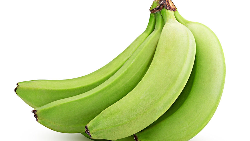 A batch of unripe bananas