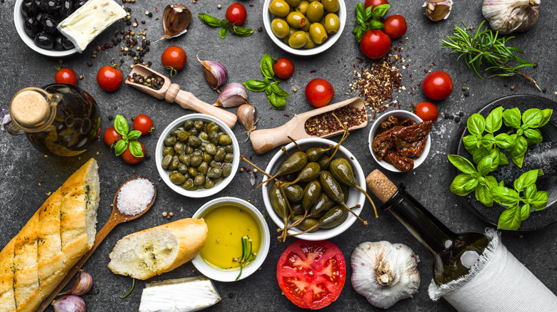 Typical foods in a Mediterranean diet