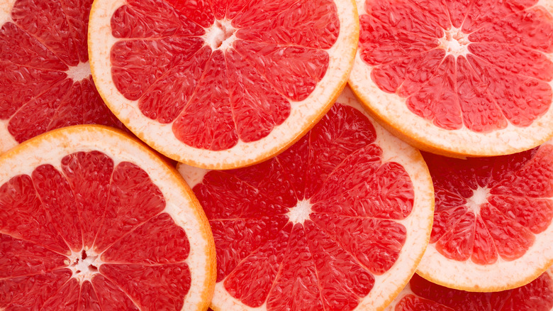 brightly colored sliced grapefruit 