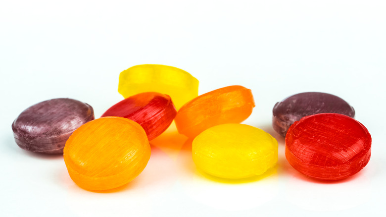 Cough drops in a variety of colors 