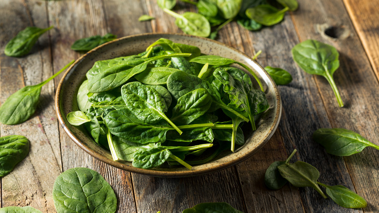 A bowl of fresh spinach
