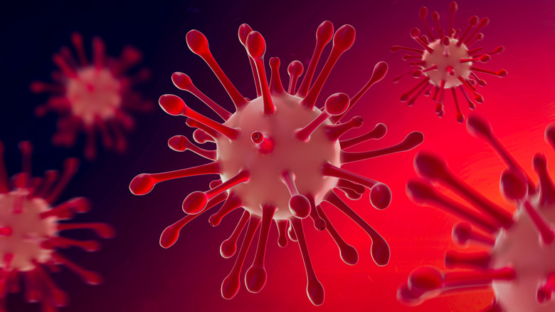 red COVID-19 virus particles