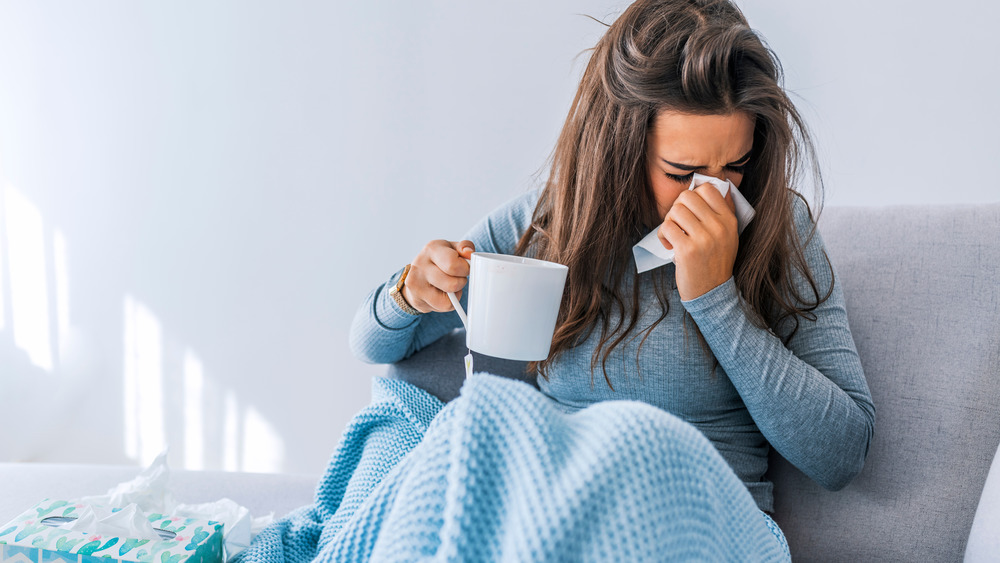 sick woman in bed