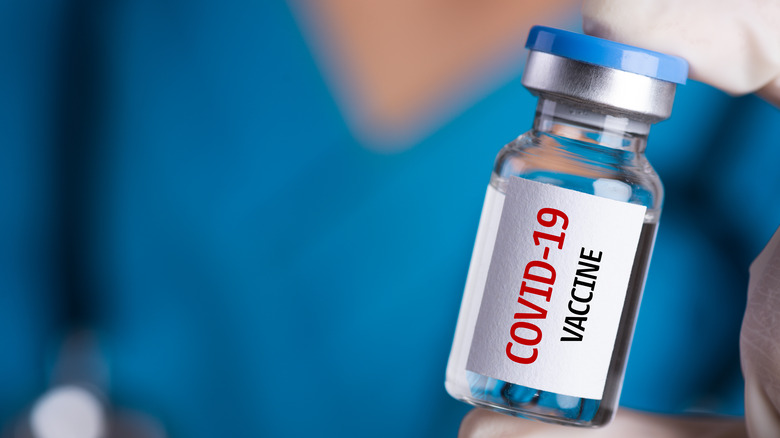 COVID-19 vaccine vial close-up