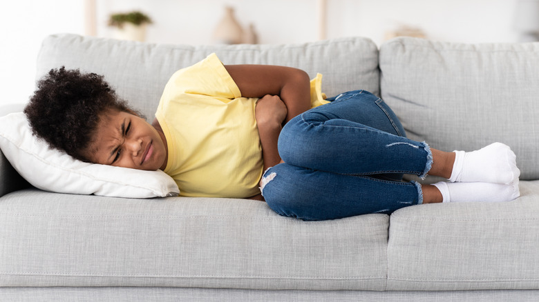 Woman with stomachache