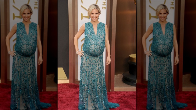 Elsa Pataky posing in a blue gown