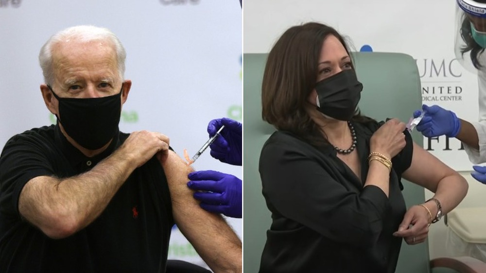 Biden and Harris Wearing Suits and Masks 
