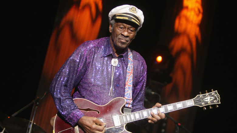 Chuck Berry playing the guitar