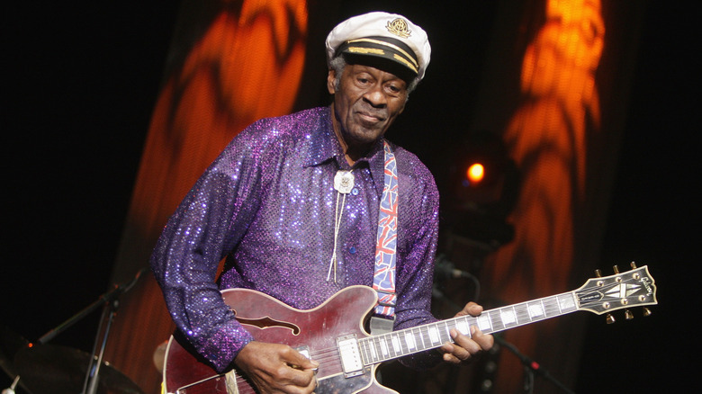 Chuck Berry playing the guitar