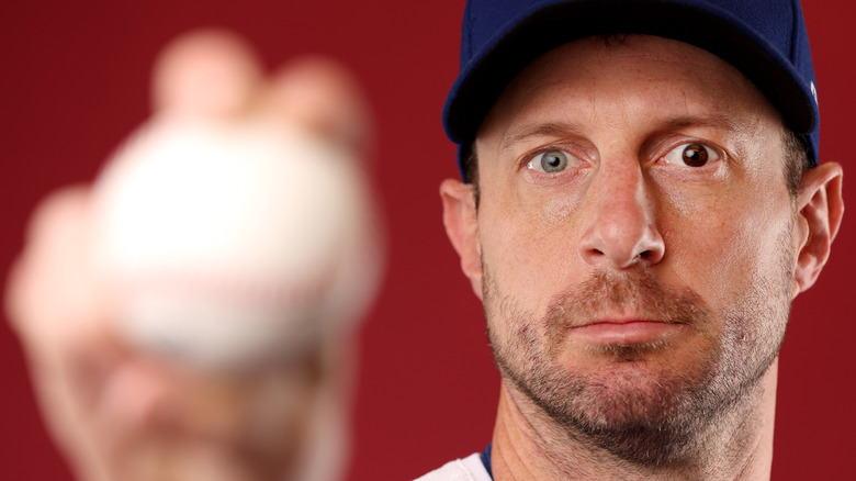Pitcher Max Scherzer holding baseball