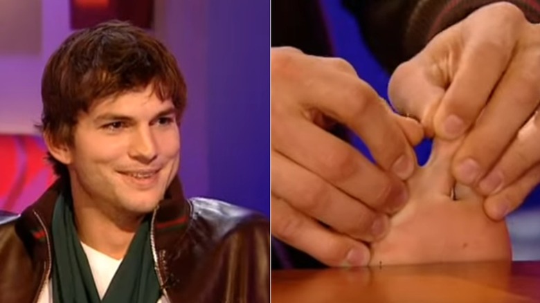 A close-up of Ashton Kutcher's toes