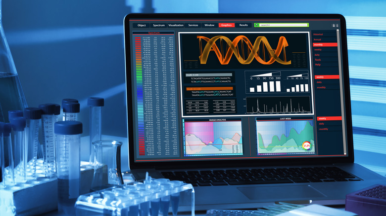 A laptop running a genetic sequencing program