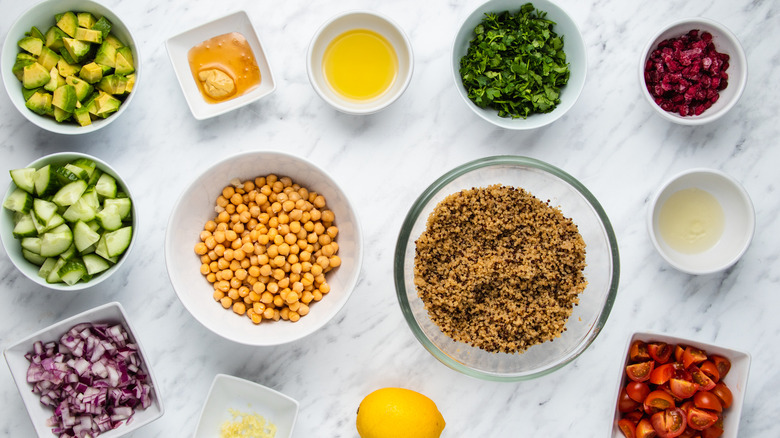 ingredients for chickpea quinoa salad