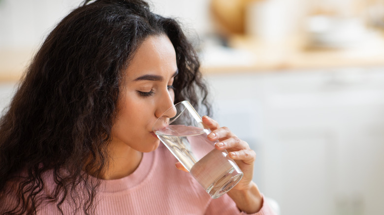 woman drinking water