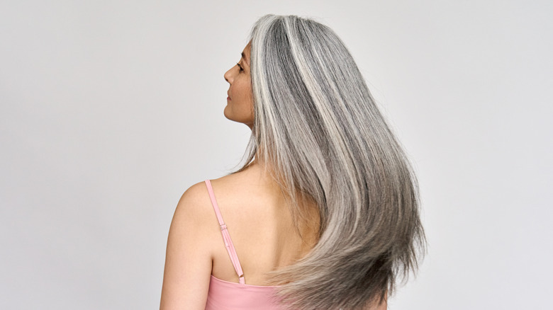 a woman with gray hair