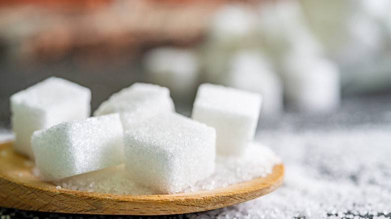 a plate of sugar cubes