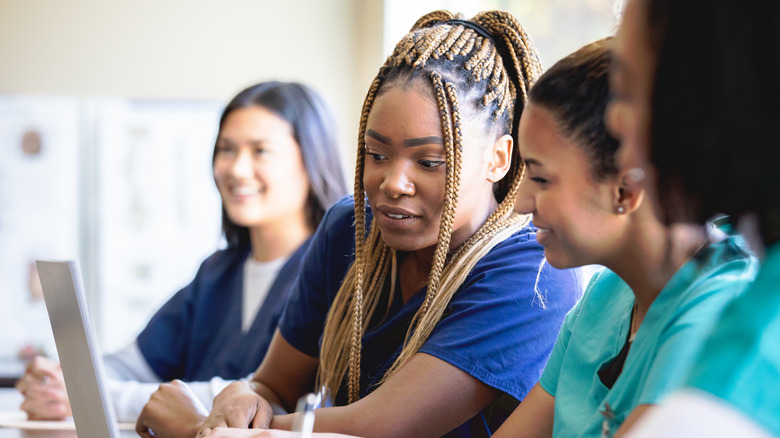 Women studying together