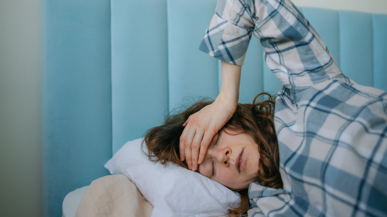 woman lying bed