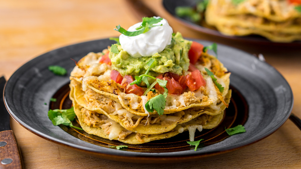 Layered tortilla dish.