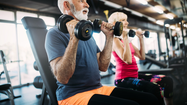 older couple exercising