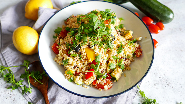 couscous salad in bowl 