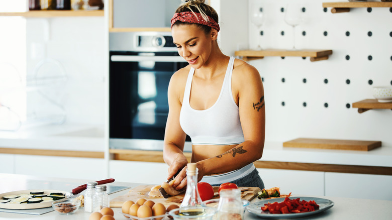 Woman preparing low carb meal