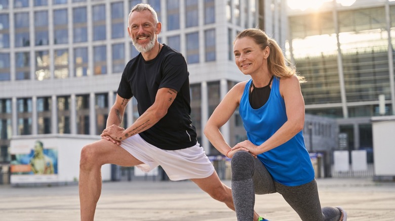 man woman exercising