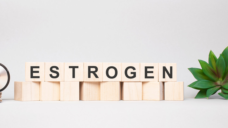 "ESTROGEN" spelled out with blocks