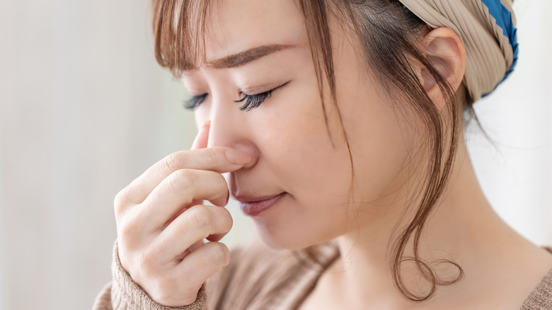 Woman with stuffy nose
