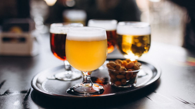 snifters of different varieties of beer