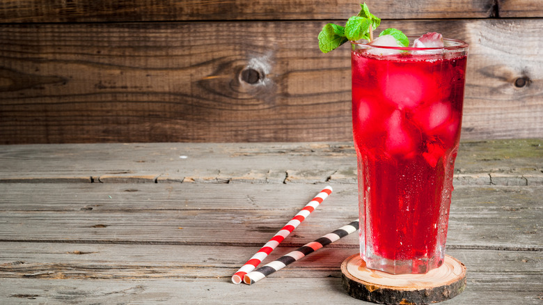 Glass of cranberry juice