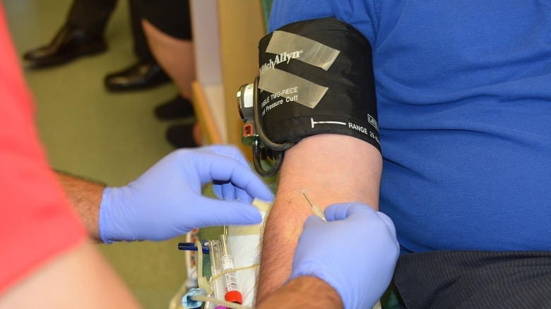 A person donating blood