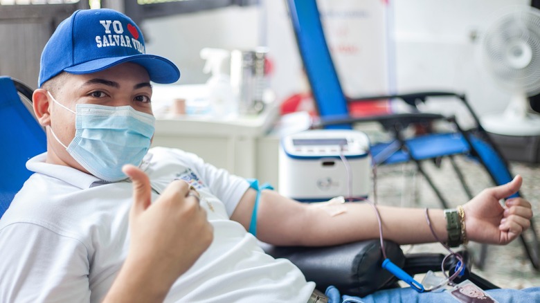 A man donating blood
