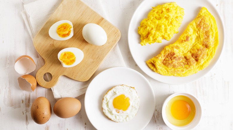 array of eggs and egg dishes