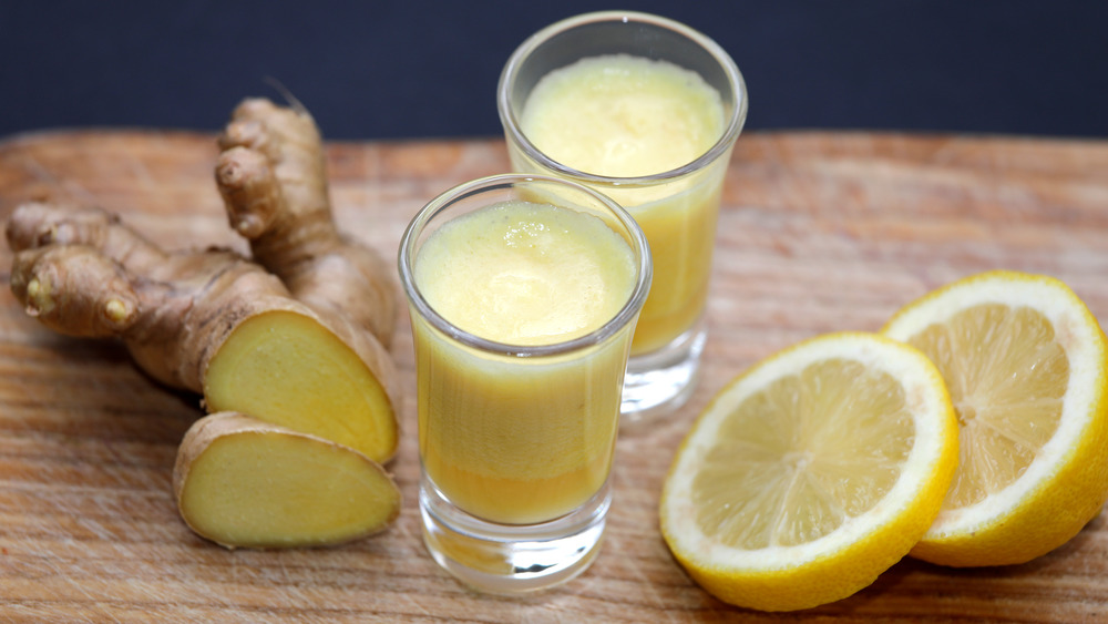 Ginger drink with raw ginger and lemon