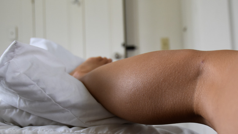 person elevating leg