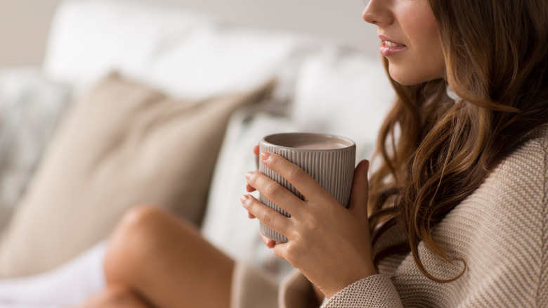 woman drinking hot chocolate
