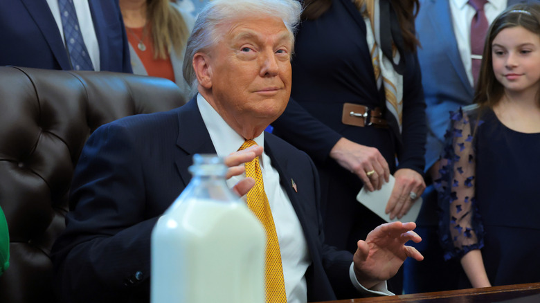 Donald Trump at event signing milk bill for schools