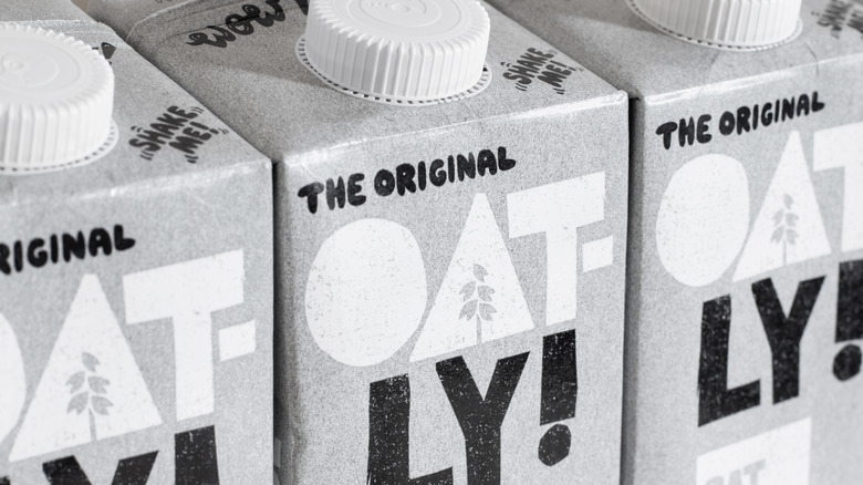 Cartons of oat milk