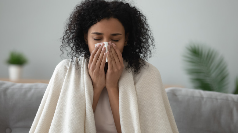 woman with runny nose