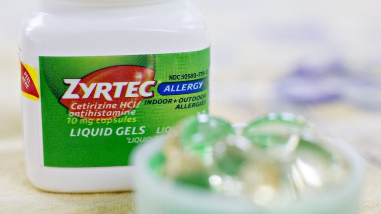 A bottle of Zyrtec on the table